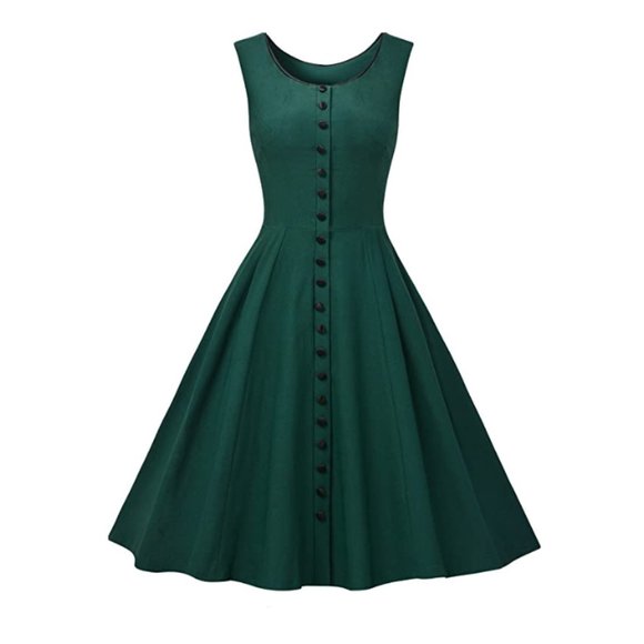 Missmay Dresses & Skirts - Missmay Hunter Green Sleeveless Vintage Dress L